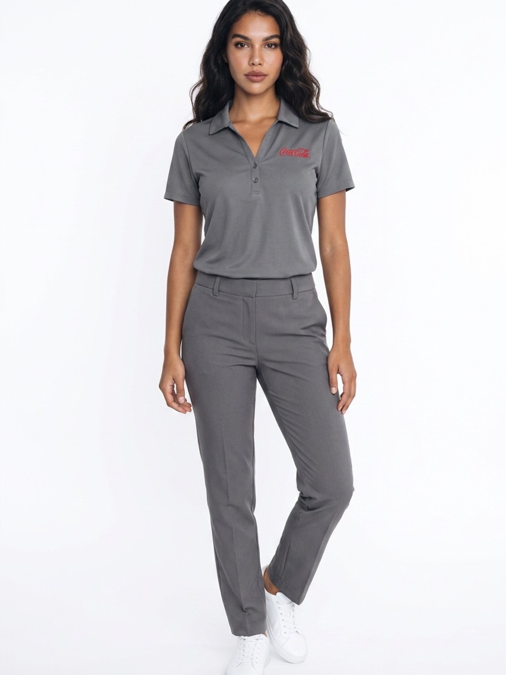 Travis Mathew Women’s Gray Golf Polo with Red Coca Cola  Logo M